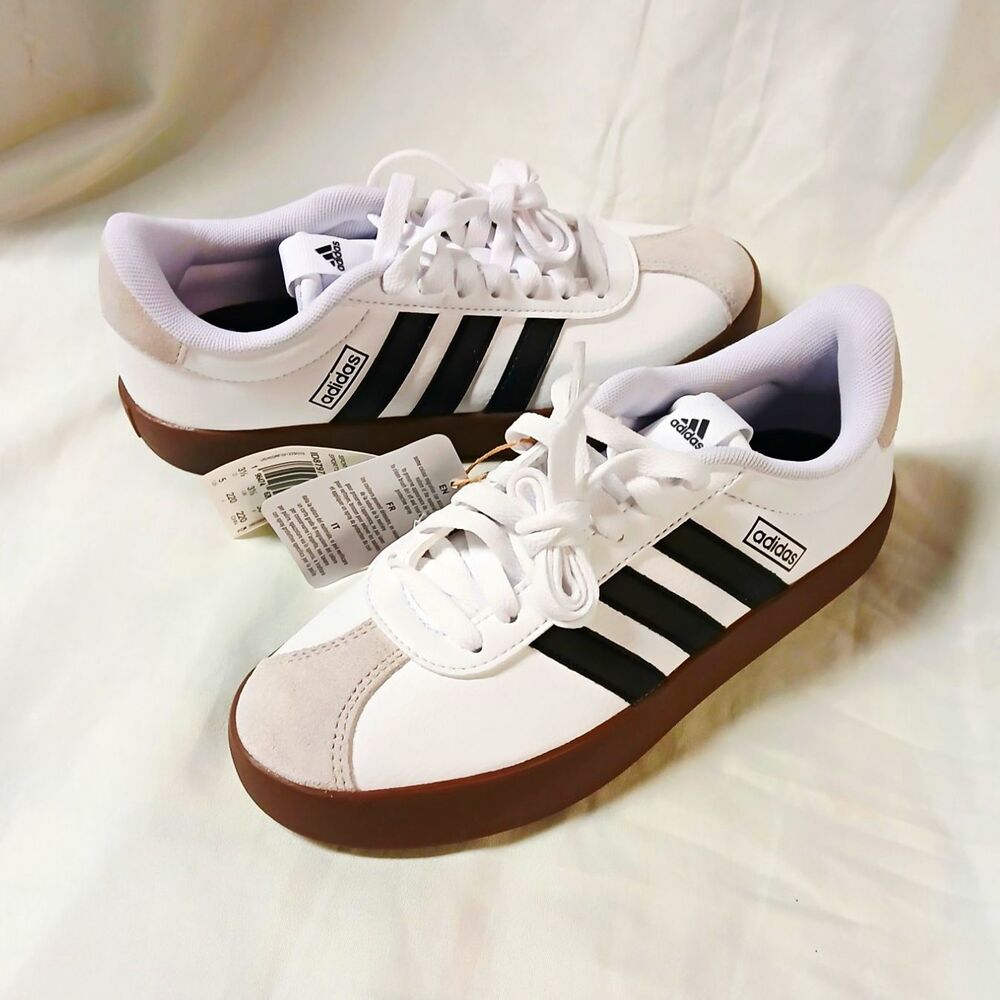 adidas Tensaur Unisex Kids Low Top Lace-Up Sneakers White/Black/Brown 5